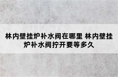 林内壁挂炉补水阀在哪里 林内壁挂炉补水阀拧开要等多久